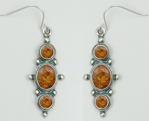 Sterling Silver Drop Dangle Earrings With Amber